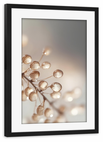 Poster mit Rahmen schwarz "Drop Leafs (one)" artboxONE - Natur,Floral,Für Mama - Natur,Floral,Florales motiv,Tropfen,Makro,Fotografie