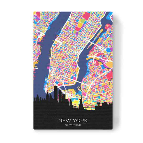 Leinwandbild "New York City Skyline Karte hell" artboxONE - Städte,Städte / New York