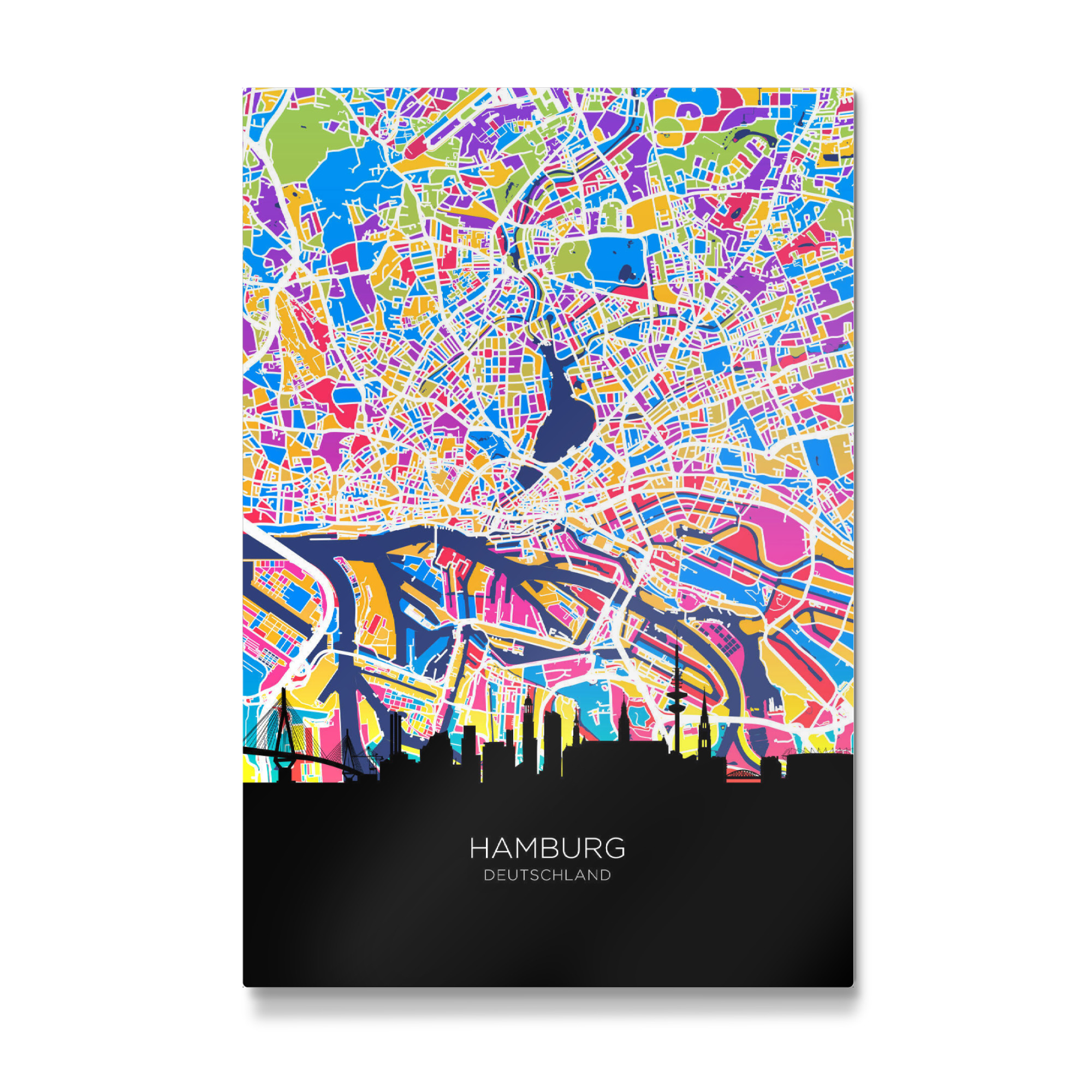 Galerie-Print "Hamburger Skyline-Karte hell" 75x50 cm artboxONE