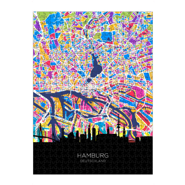 Puzzle Ravensburger "Hamburger Skyline-Karte hell" artboxONE - Städte,Städte / Hamburg