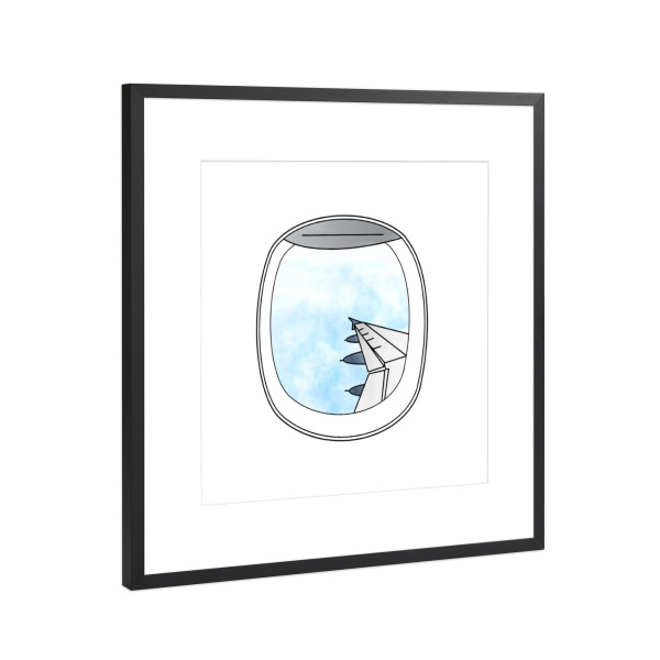 Poster mit Rahmen Schwarz (Metallic) "Flugzeugfenster" artboxONE - Natur,Reise,Reise / Länder