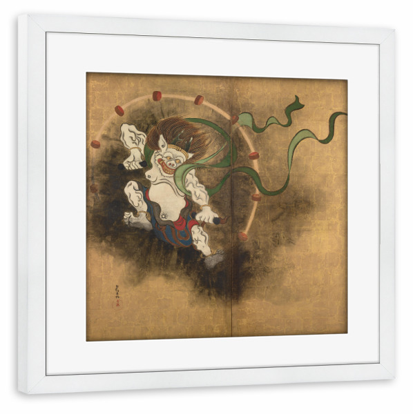 Poster mit Rahmen weiß "Ogata Korin - Der Donnergott" artboxONE - Fiktion - Ogata korin,Donnergott,Japan,Kunst,Malerei,Gemälde