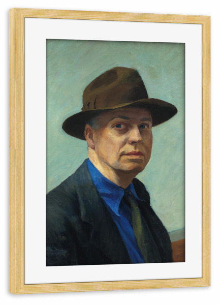Poster mit Rahmen kiefer "Edward Hopper" artboxONE - Menschen,Männer - Edward,Hopper,Portrait,Selbstbildnis,Mensch,Malerei,Gemälde,Kunst