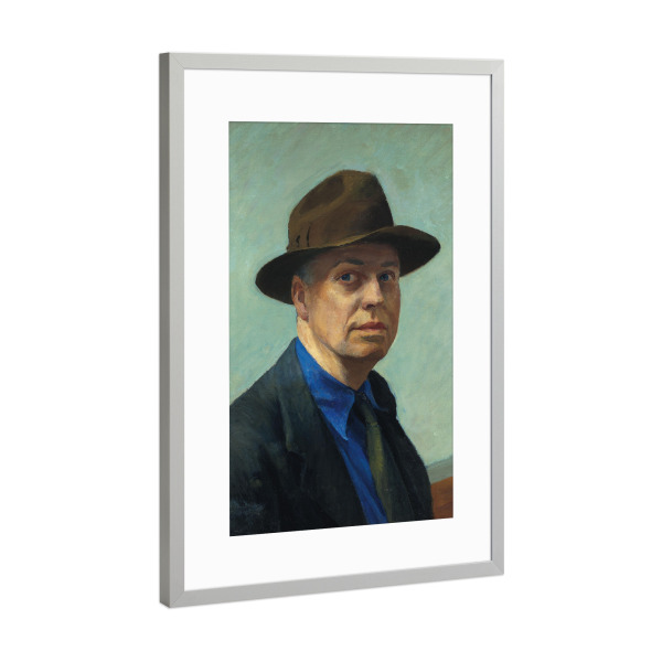 Poster mit Rahmen Silber "Edward Hopper" artboxONE - Menschen,Männer - Edward,Hopper,Portrait,Selbstbildnis,Mensch,Malerei,Gemälde,Kunst