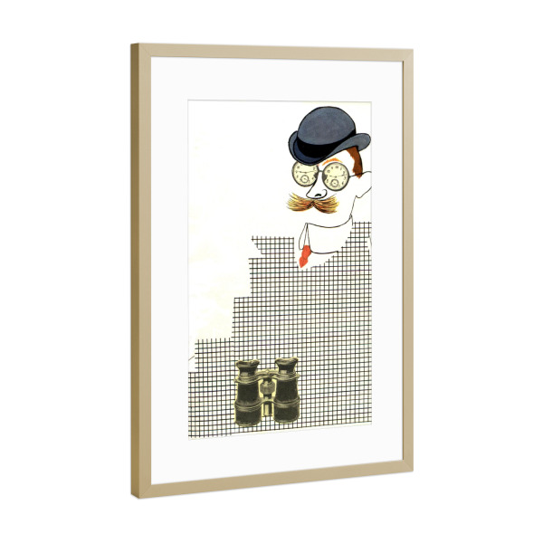 Poster mit Rahmen Gold "In 80 Tagen um die Welt" artboxONE - Reise,Menschen - Jules verne,80 tage,Welt,Reise,Illustration,Buch