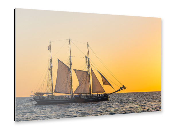 Alu-Dibond "Segelschiff, Sonnenuntergang, Meer" 30x20 cm artboxONE