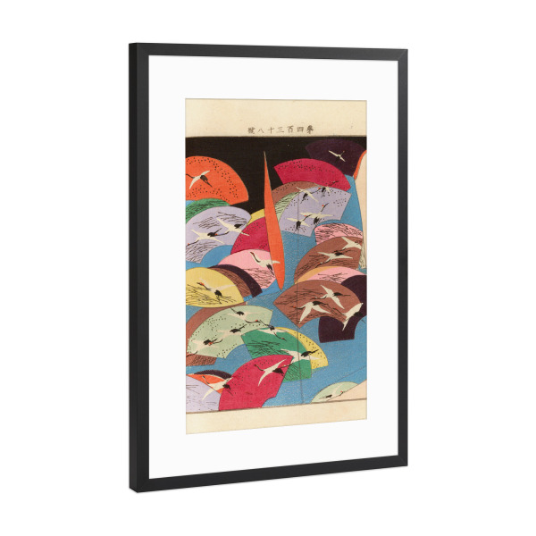 Poster mit Rahmen Schwarz (Metallic) "Kraniche - Abstrakte Illustration" artboxONE - Tiere,Abstrakt