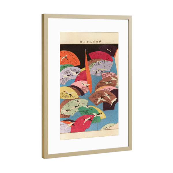 Poster mit Rahmen Gold "Kraniche - Abstrakte Illustration" artboxONE - Tiere,Abstrakt