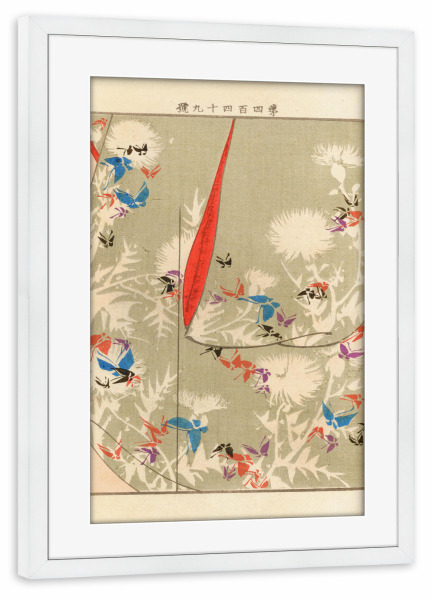 Poster mit Rahmen weiß "Aus der Serie Yachigusa" artboxONE - Floral,Abstrakt - Ueno seiko,Aus der serie yachigusa,Abstrakt,Bunt,Japan,Illustration
