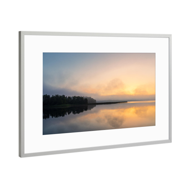Poster mit Rahmen Silber "Morgens am Schaalsee" artboxONE - Natur,Reise