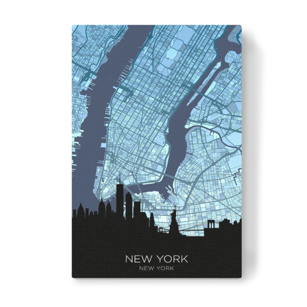 Leinwandbild "New York City Skyline Karte Blau" artboxONE - Städte,Städte / New York