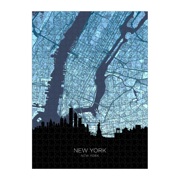 Puzzle Ravensburger "New York City Skyline Karte Blau" artboxONE - Städte,Städte / New York