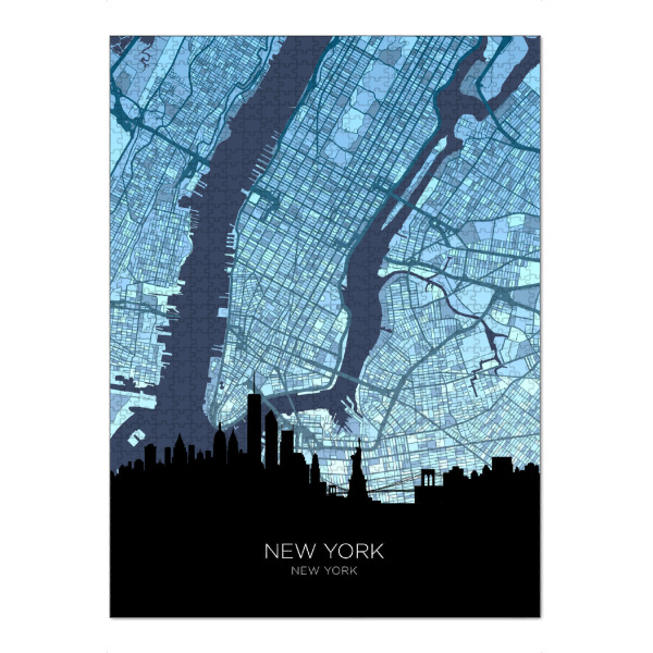Puzzle Ravensburger "New York City Skyline Karte Blau" artboxONE - Städte,Städte / New York
