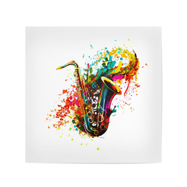 Poster 20x20 cm "Stilisiertes grafisches Saxophon" artboxONE - Abstrakt,Musik - Bunt,Mehrfarbig,Aquarell,Musik,Instrumente,Saxophon