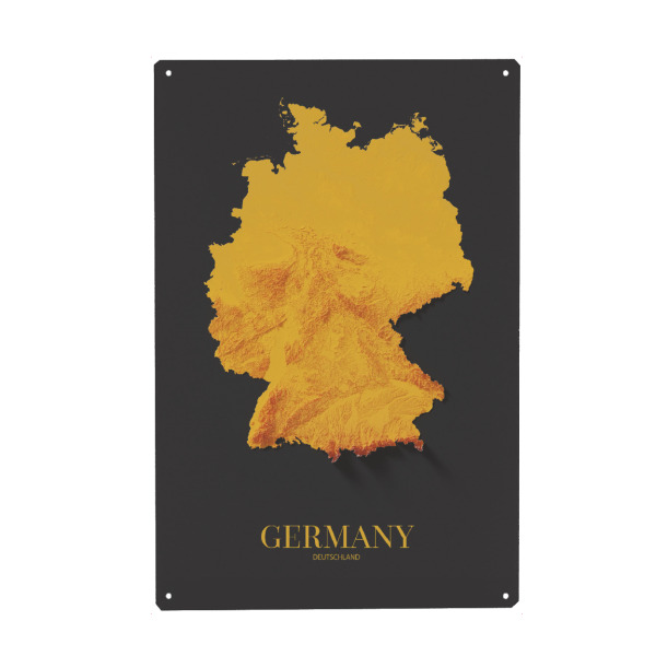 Metall Poster "Deutschland 3D-Karte - Gold" artboxONE - Reise,Kartografie