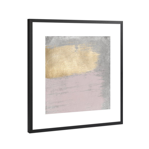 Poster mit Rahmen Schwarz (Metallic) "Rosa und graues abstraktes O" artboxONE - Abstrakt - Grau,Rosa,Gold,Dekor,Heimdekoration,Dekorativ,Abstrakt