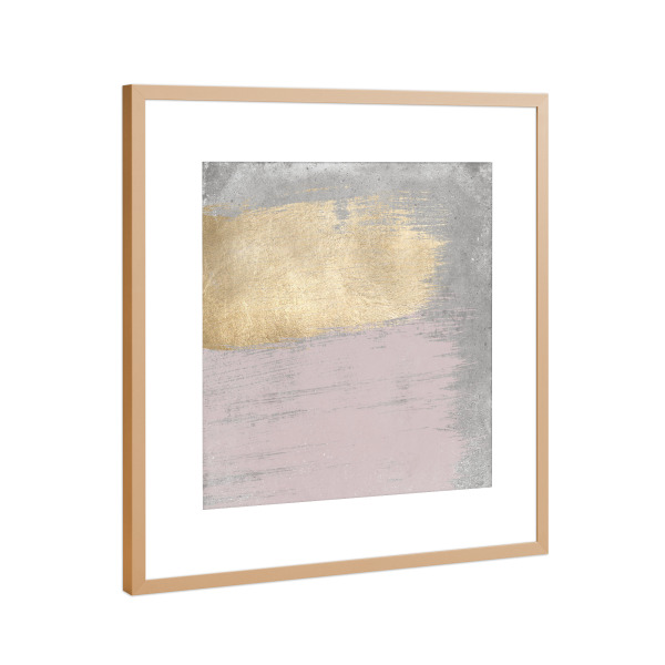 Poster mit Rahmen Kupfer "Rosa und graues abstraktes O" artboxONE - Abstrakt - Grau,Rosa,Gold,Dekor,Heimdekoration,Dekorativ,Abstrakt