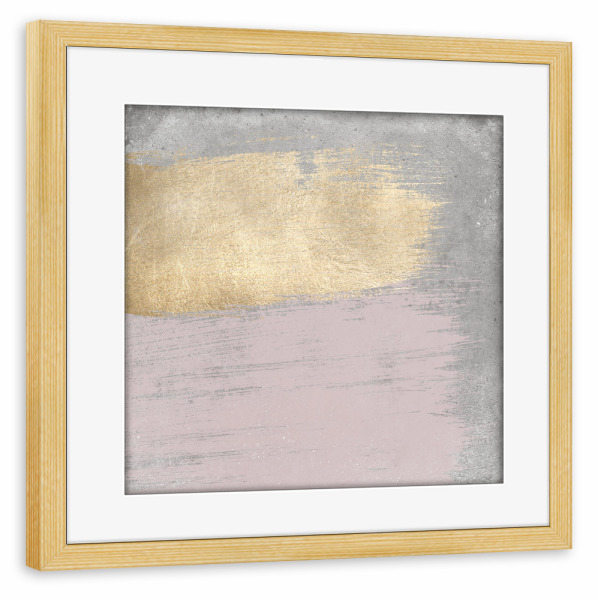 Poster mit Rahmen kiefer "Rosa und graues abstraktes O" artboxONE - Abstrakt - Grau,Rosa,Gold,Dekor,Heimdekoration,Dekorativ,Abstrakt