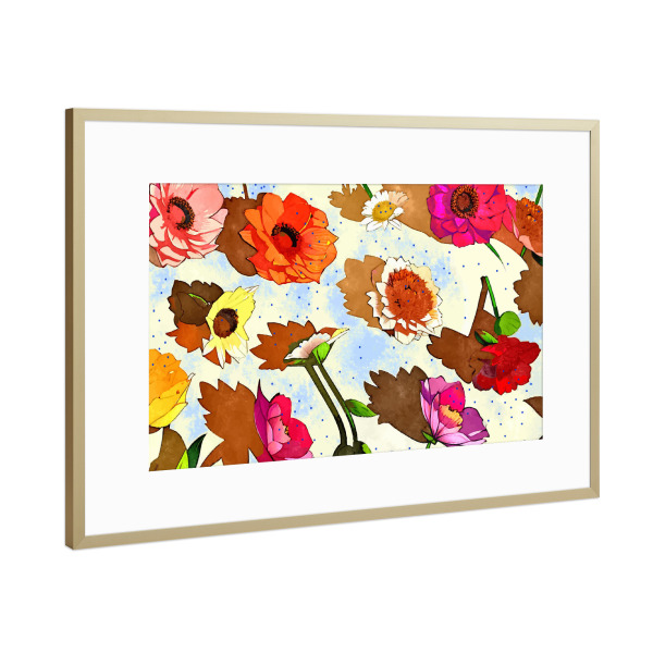 Poster mit Rahmen Gold "Blumige Seele" artboxONE - Floral