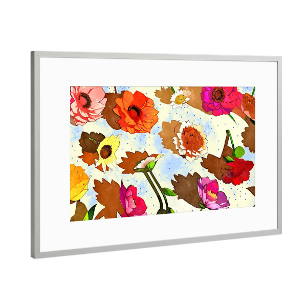 Poster mit Rahmen Silber "Blumige Seele" artboxONE - Floral