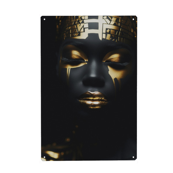 Metall Poster "Golden face" artboxONE - Abstrakt,Menschen,Reise / Afrika