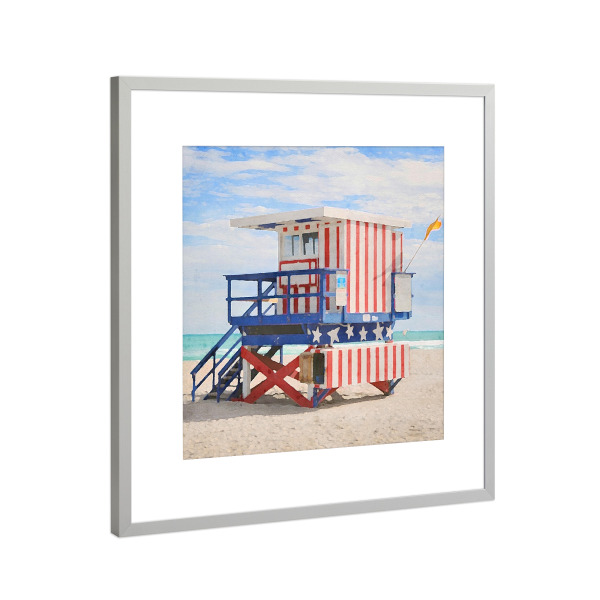Poster mit Rahmen Silber "Rettungsschwimmerstand D" artboxONE - Natur,Architektur,Reise / Strand und Meer