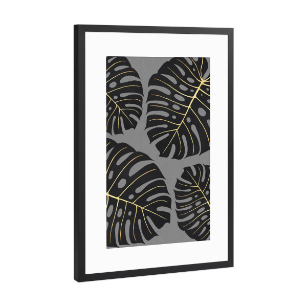 Poster mit Rahmen Schwarz (Metallic) "Botanical pattern G" artboxONE - Floral