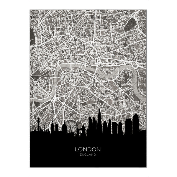 Puzzle Ravensburger "London Skyline Karte BW" artboxONE - Städte,Städte / London
