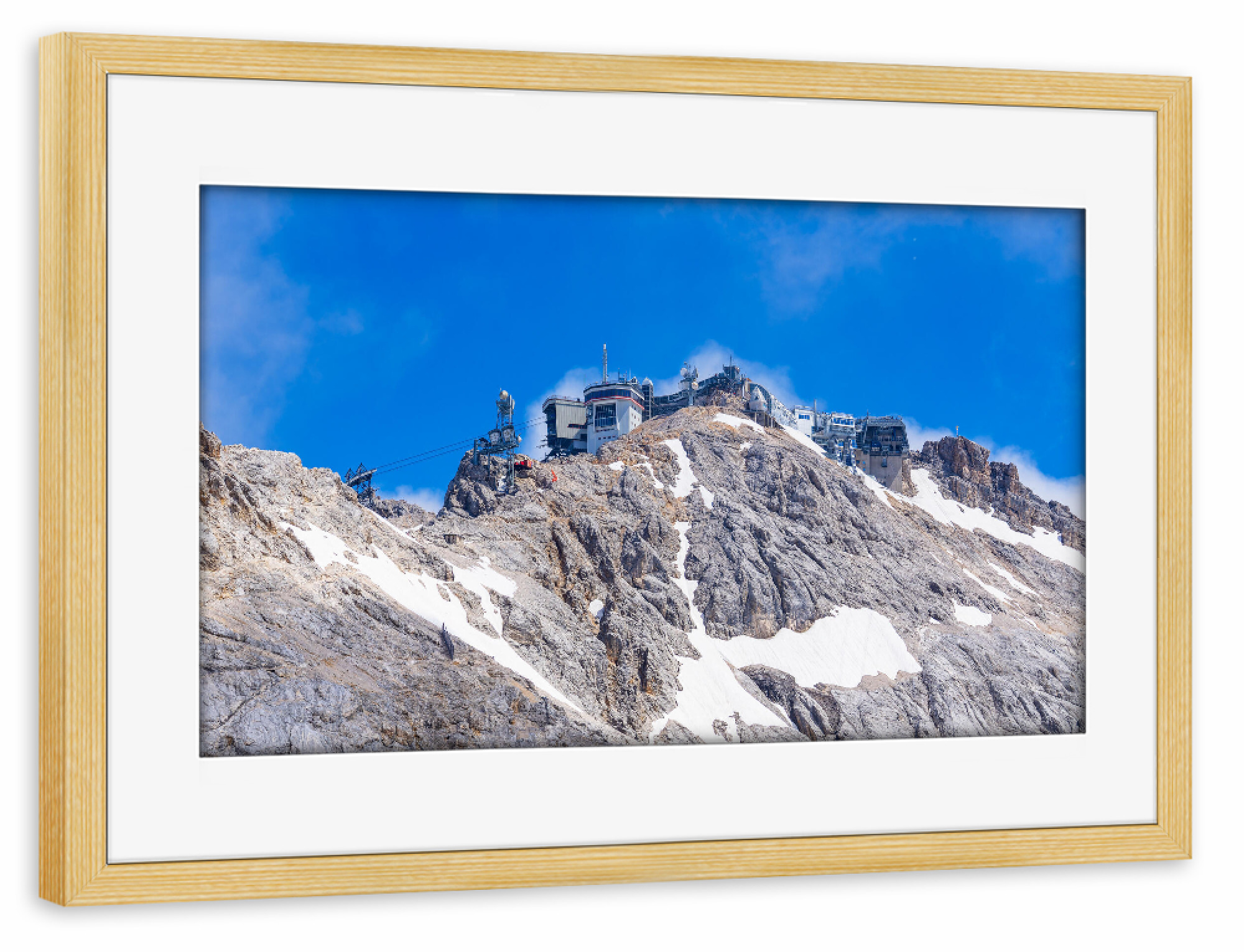 Poster mit Rahmen kiefer "Berg, Wolken, Bergstation" artboxONE - Natur,Reise,Architektur
