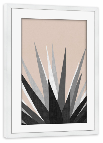Poster mit Rahmen weiß "Cacti F" artboxONE - Floral,Geometrie - Flach,Kakteen,Natur,Blumen,Blätter,Garten,Kaktus,Aquarell,Malerei