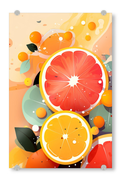 Acrylglasbild "Lemons oranges art" artboxONE - Essen & Trinken,Abstrakt,Essen & Trinken / Obst & Gemüse