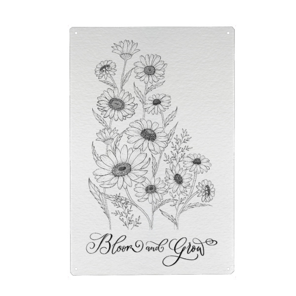 Metall Poster "Bloom and Grow" artboxONE - Typografie,Floral,Liebe