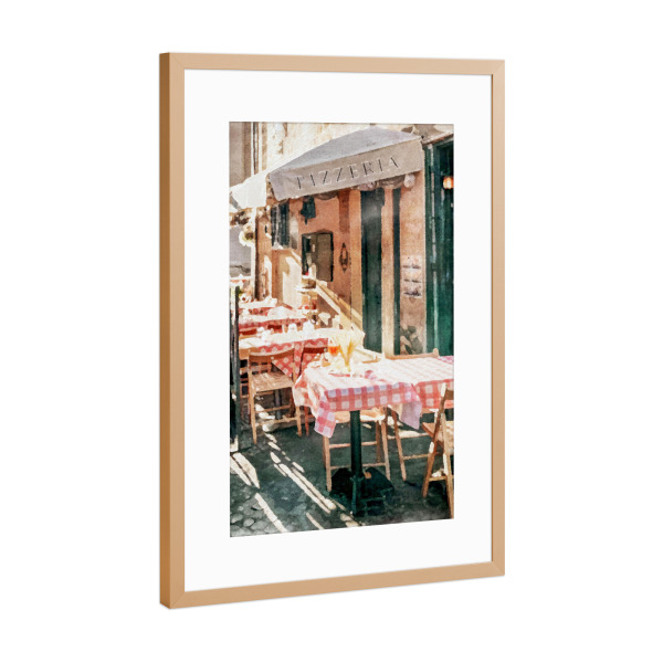 Poster mit Rahmen Kupfer "Italienisches Bistro" artboxONE - Städte,Reise,Essen & Trinken - Essen,Trinken,Bistro,Café,Essen,Reisen,Italien