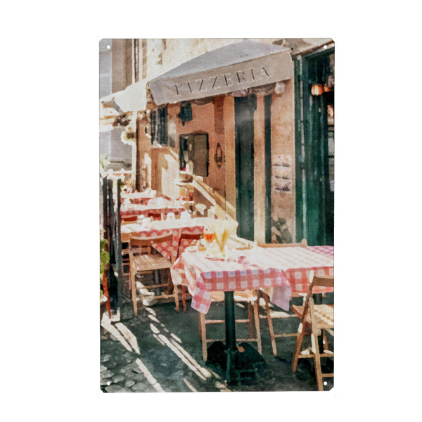 Holzbild "Italienisches Bistro" artboxONE - Städte,Reise,Essen & Trinken - Essen,Trinken,Bistro,Café,Essen,Reisen,Italien