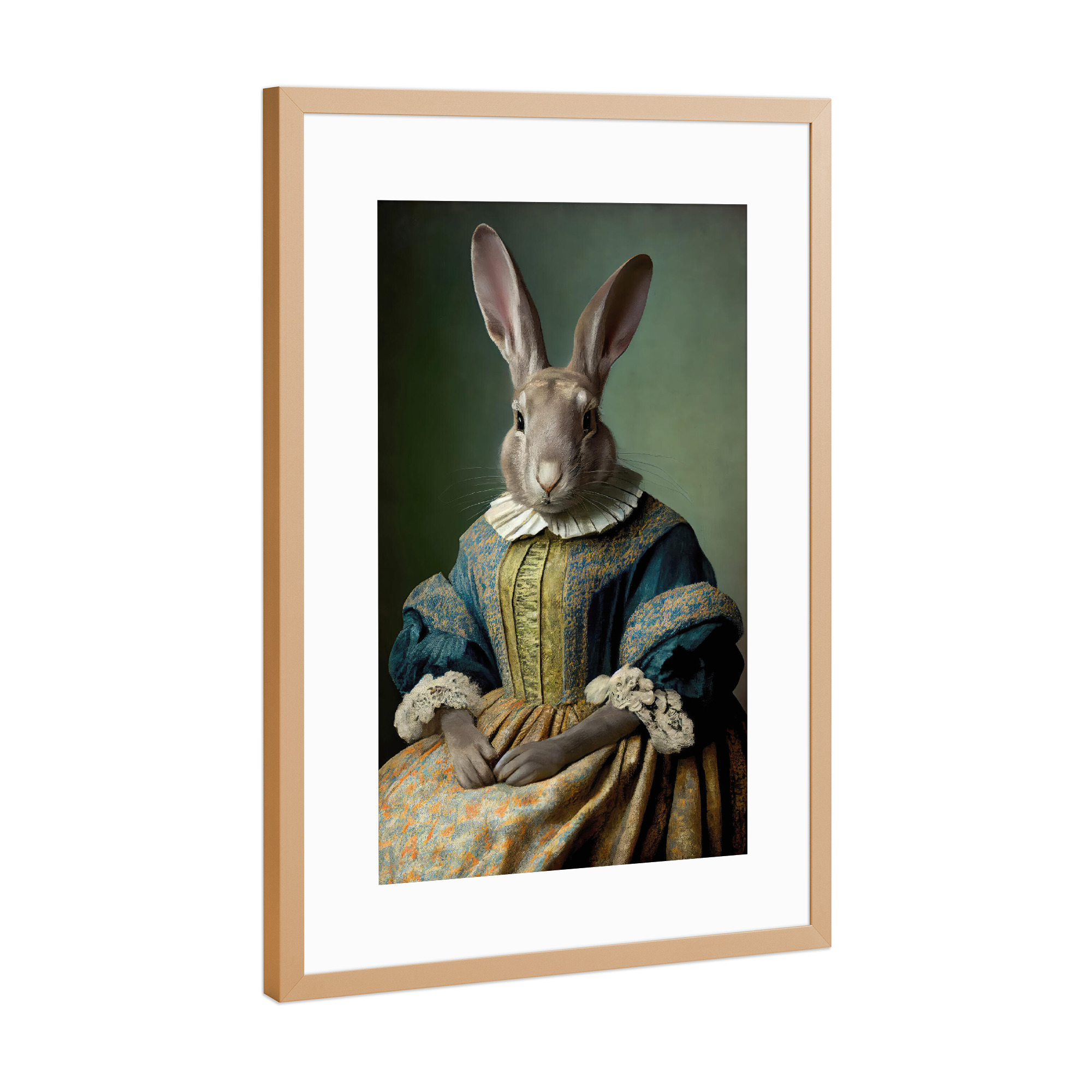 Poster mit Rahmen Kupfer "Mrs Bunny" artboxONE - Tiere,Für Mama,Lustig