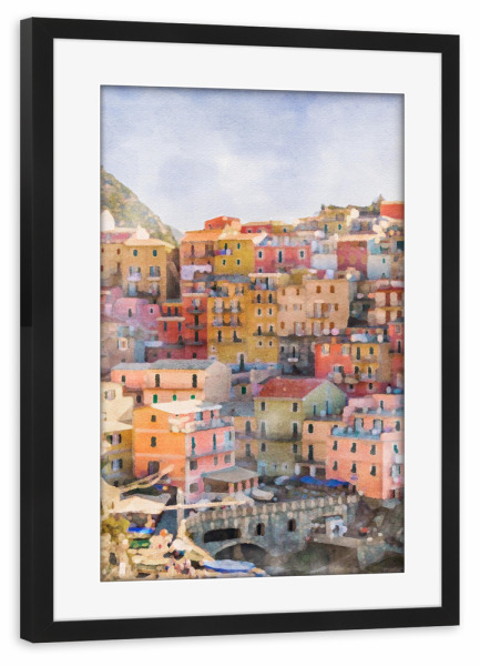 Poster mit Rahmen schwarz "Italienische Häuser" artboxONE - Reise,Architektur,Städte / Weitere