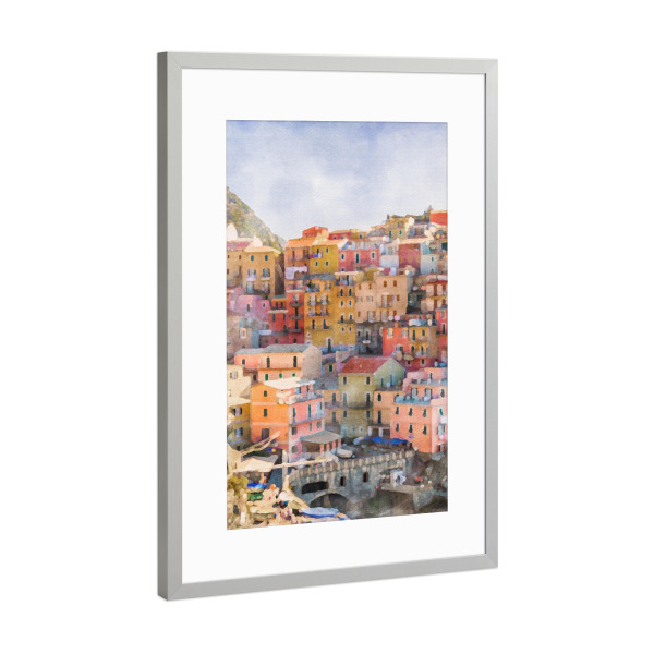 Poster mit Rahmen Silber "Italienische Häuser" artboxONE - Reise,Architektur,Städte / Weitere
