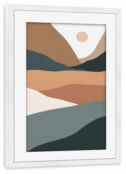 Poster mit Rahmen weiß "Watercolor landscape A" artboxONE - Natur,Abstrakt
