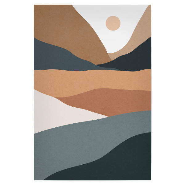 Poster 30x20 cm "Watercolor landscape A" artboxONE - Natur,Abstrakt - Landschaft,Bunt,Natürlich,Berge,Wald,Wellig,Texturen,Aquarell,Malerei,Collage