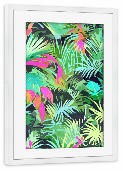 Poster mit Rahmen weiß "Tropical Jungle Botanical Nature" artboxONE - Natur