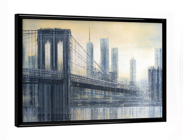 Poster mit schwarzem Rahmen "Sonnenuntergang - Brooklyn Bridge" artboxONE - Städte,Architektur