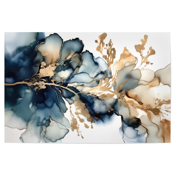Poster "Navy und Gold Botanicals H" artboxONE - Floral,Abstrakt - Blumen,Blume,Botanisch,Marine,Gold