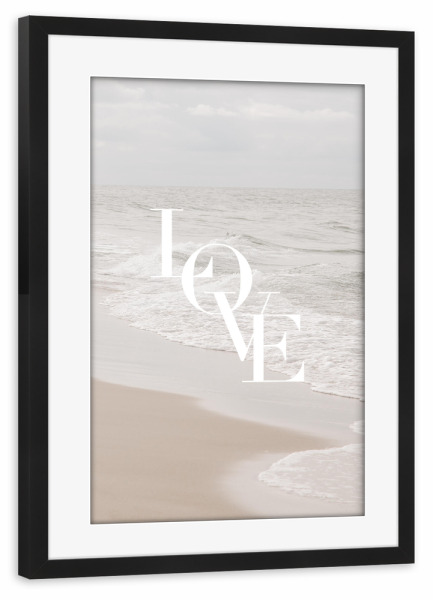 Poster mit Rahmen schwarz "Beach love" artboxONE - Typografie,Natur,Liebe