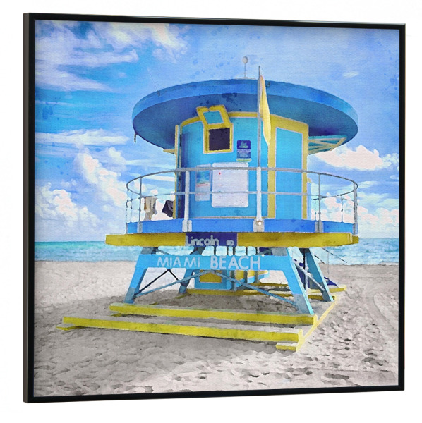 Poster mit schwarzem Rahmen 30x30 cm "Rettungsschwimmerstand J" artboxONE - Architektur,Reise / Strand und Meer