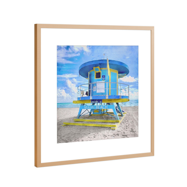 Poster mit Rahmen Kupfer "Rettungsschwimmerstand J" artboxONE - Architektur,Reise / Strand und Meer