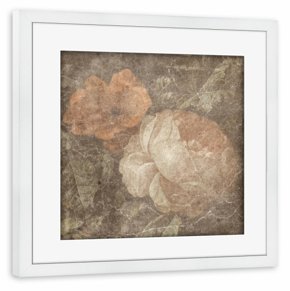 Poster mit Rahmen weiß "Blumen-Grunge A" artboxONE - Floral,Abstrakt - Blumen,Blumen,Grunge,Verzweifelt