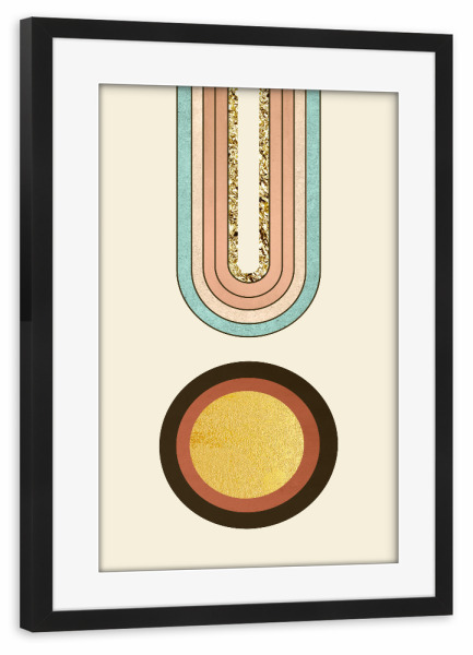 Poster mit Rahmen schwarz "Mitte des Jahrhunderts H" artboxONE - Abstrakt,Geometrie