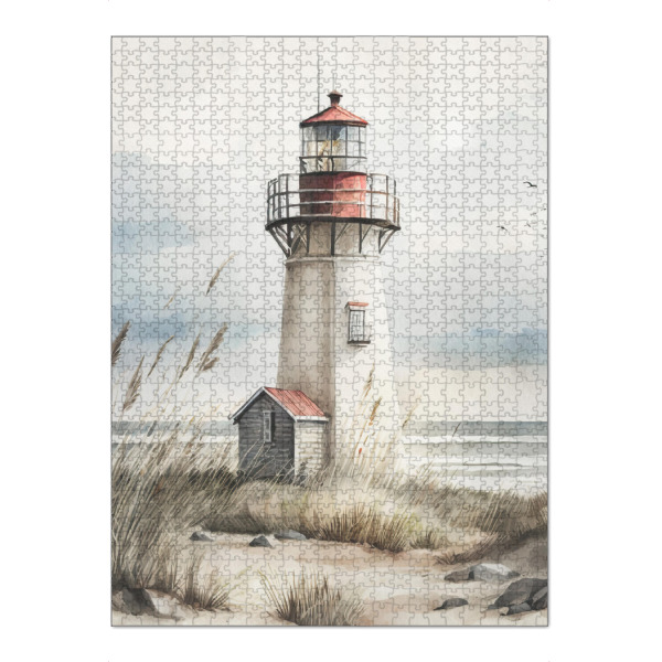 Puzzle Ravensburger "Leuchtturm A" artboxONE - Architektur,Reise / Strand und Meer - Leuchtturm,Küste,Strand,Sand,Meer,Ufer,Ozean,Aquarell,Architektur
