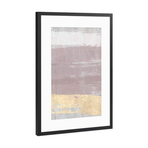 Poster mit Rahmen Schwarz (Metallic) "Rosa und graues abstraktes L" artboxONE - Abstrakt - Grau,Rosa,Gold,Dekor,Deko,Heimdekoration,Abstrakt