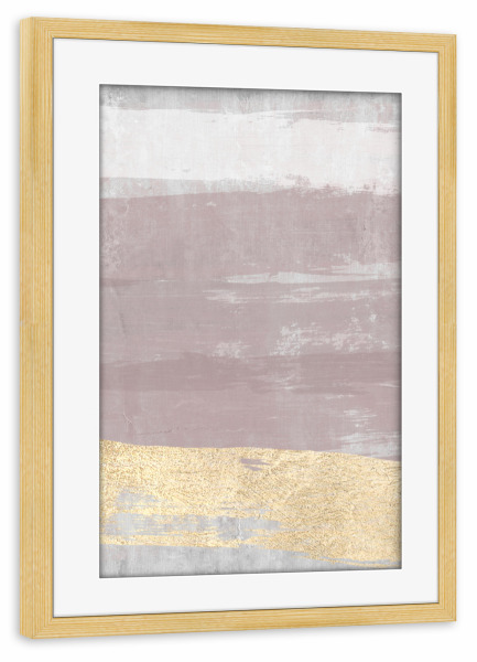 Poster mit Rahmen kiefer "Rosa und graues abstraktes L" artboxONE - Abstrakt - Grau,Rosa,Gold,Dekor,Deko,Heimdekoration,Abstrakt